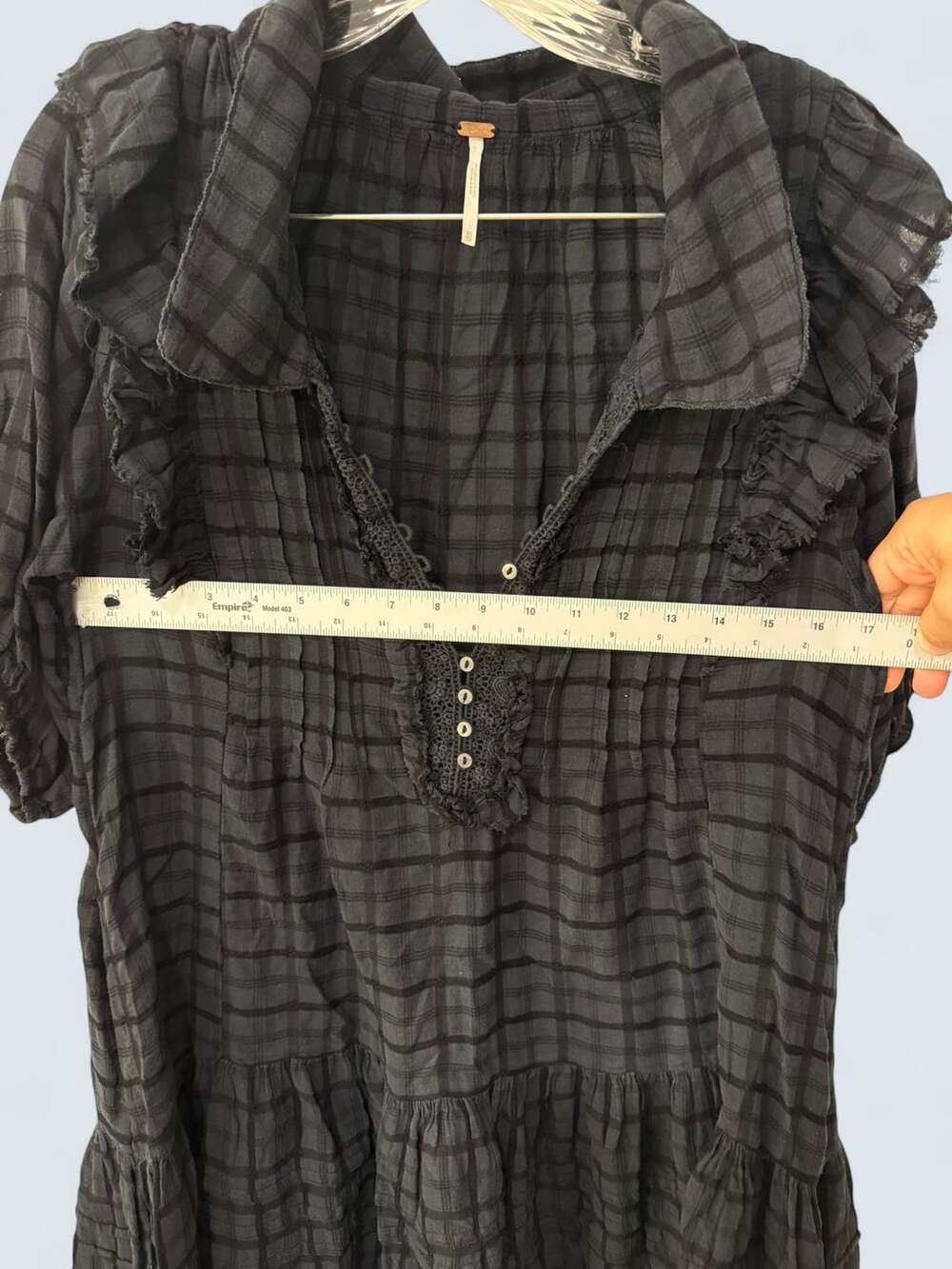 Free People Elora Mini Dress Size XS Black Plaid - Picture 5 of 8